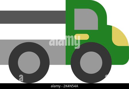 Grüner LKW, Illustration, Vektor auf weißem Hintergrund. Stock Vektor
