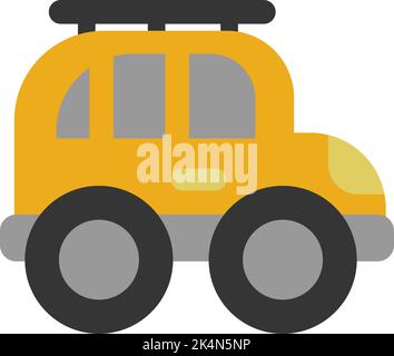 Gelber Geländewagen, Illustration, Vektor auf weißem Hintergrund. Stock Vektor
