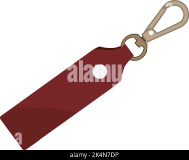 Schlüsselanhänger aus braunem Leder, Illustration, Vektor auf weißem Hintergrund. Stock Vektor