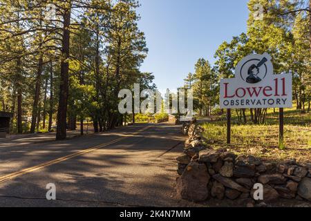 FLAGSTAFF, AZ - 1. SEPTEMBER 2022: Lowell Observatory, berühmtes Observatorium in Arizona, gegründet von Percival Lowell. Stockfoto