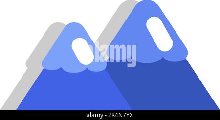 Blau verschneite Berge, Illustration, Vektor auf weißem Hintergrund. Stock Vektor
