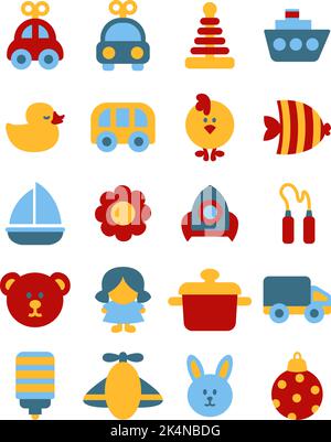 Kinderspielzeug, Illustration, Vektor auf weißem Hintergrund. Stock Vektor