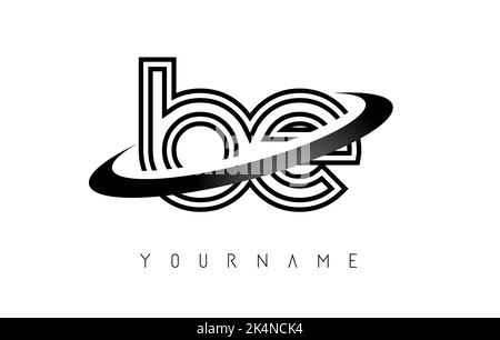 Umrisse Buchstaben be b e Logo mit einem minimalistischen Design und Swoosh. Buchstaben mit elegantem, schlichtem und zwei Buchstaben Design. Kreative Vektor Illustration mit Stock Vektor
