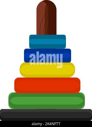 Buntes Pyramidenspielzeug, Illustration, Vektor auf weißem Hintergrund. Stock Vektor