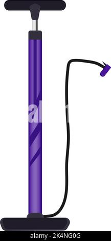 Lila Fahrradpumpe, Illustration, Vektor auf weißem Hintergrund. Stock Vektor