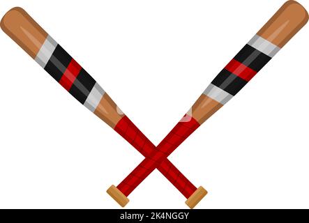 Zwei Baseballschläger, Illustration, Vektor auf weißem Hintergrund. Stock Vektor