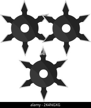 Ninja shurikens, Illustration, Vektor auf weißem Hintergrund. Stock Vektor