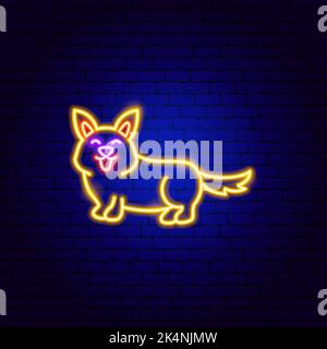 Corgi Dog Neon Stock Vektor