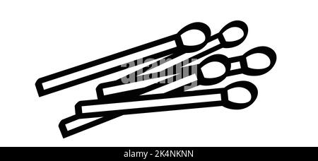 Streichholz, luziferes Zeichen. Raucher-, Feuer- oder Flammenlogo. Symbol für brennende Übereinstimmungen. Entspricht Piktogramm. Beleuchtetes Symbol für Übereinstimmung. Lustige flache Vektor-Cartoon. Rot, oder Stockfoto