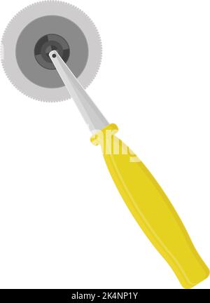 Gelber Pizzaschneider, Illustration, Vektor auf weißem Hintergrund. Stock Vektor