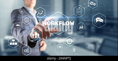 Workflow Repeatability Systematisation Buisness Prozess. Business Technology Internet. Stockfoto