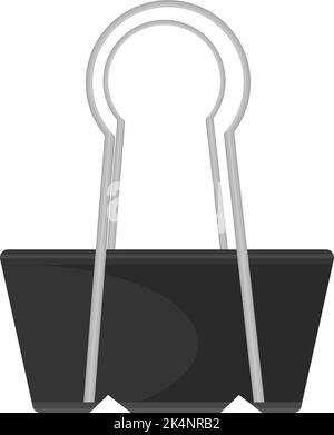 Schwarzer Binderclip, Illustration, Vektor auf weißem Hintergrund. Stock Vektor