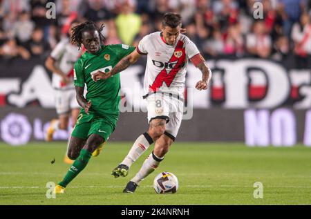 Madrid, Spanien. 03. Oktober 2022. 03. Oktober 2022; Stadium Vallecas, Madrid, Spanien; Men's La Liga Santander, Rayo Vallecano vs Elche 900/Cordon Pressequelle: CORDON PRESS/Alamy Live News Stockfoto