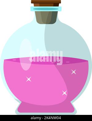 Violetter Trank in der Flasche, Illustration, Vektor auf weißem Hintergrund. Stock Vektor