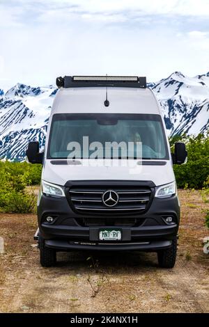 Luftstrom-Wohnmobil Interstate 24X; Blick westlich der Alsek Range; Tatshenshini Alsek Provincial Park vom Haines Highway; British Columbia; Kanada Stockfoto