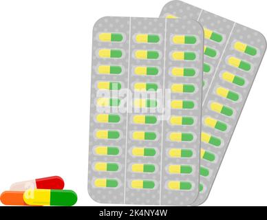 Block von Tabletten, Illustration, Vektor auf weißem Hintergrund. Stock Vektor