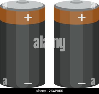Zwei schwarze Batterien, Illustration, Vektor auf weißem Hintergrund. Stock Vektor