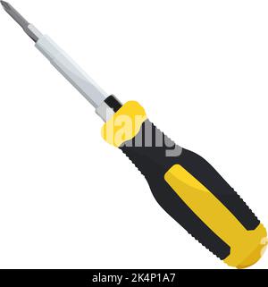 Gelber Profi-Schraubendreher, Illustration, Vektor auf weißem Hintergrund. Stock Vektor