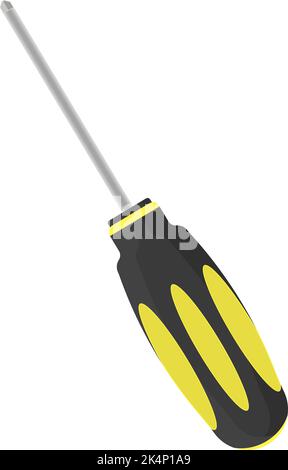 Gelber Schraubendreher, Illustration, Vektor auf weißem Hintergrund. Stock Vektor