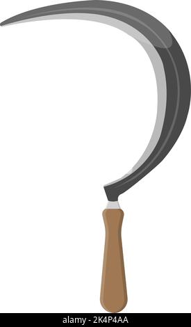 Sichel mit Holzgriff, Illustration, Vektor auf weißem Hintergrund. Stock Vektor