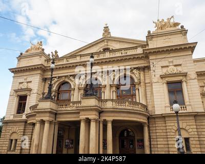 Pilsen, Tschechische Republik - 14. August 2018: Stadtzentrum und historische Gebäude Stockfoto