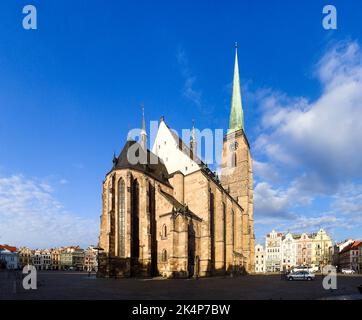 Pilsen, Tschechische Republik - 15. August 2018: Stadtzentrum und historische Gebäude Stockfoto