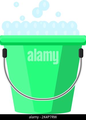 Grüner Eimer mit Seife, Illustration, Vektor auf weißem Hintergrund. Stock Vektor