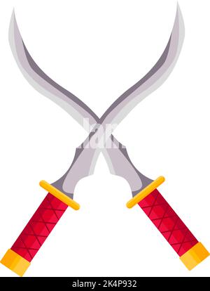 Schwerter der Kampfkunst, Illustration, Vektor auf weißem Hintergrund. Stock Vektor