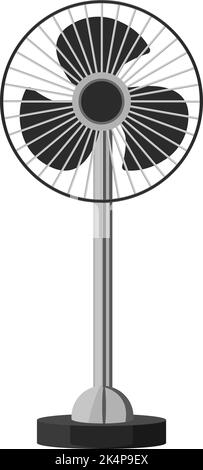 Silberner Tischventilator, Illustration, Vektor auf weißem Hintergrund. Stock Vektor
