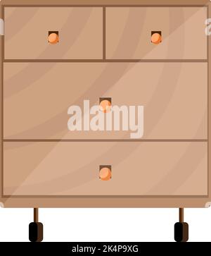 Hölzerner Aktenschrank, Illustration, Vektor auf weißem Hintergrund. Stock Vektor