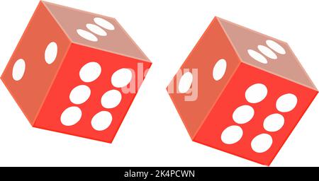 Zwei rote Würfel, Illustration, Vektor auf weißem Hintergrund. Stock Vektor