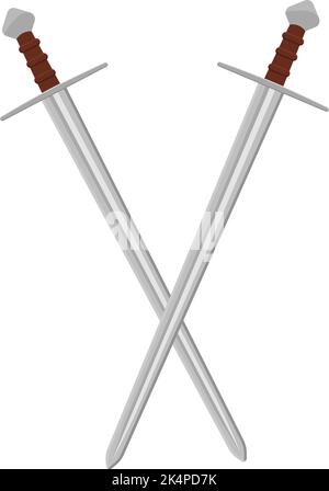 Zwei graue Schwerter, Illustration, Vektor auf weißem Hintergrund. Stock Vektor