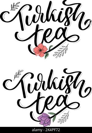 Türkische Traditionen der Teezeremonie. Teezeit. Dekorative Elemente für Ihr Design. Vektor-Illustration mit orientalischer Tasse auf weißem Hintergrund. Stock Vektor