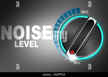 Niedrigste Geräuschentwicklung mit Drehknopf auf Minimum, 3D Rendering Stockfoto