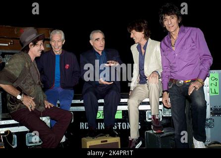 RICHARDS, WATT, SCORSESE, JAGGER, HOLZ, LEUCHTEN EIN LICHT, 2008 Stockfoto