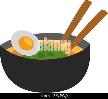 Asiatische Lebensmittel Ramen Nudeln, Illustration, Vektor auf weißem Hintergrund. Stock Vektor