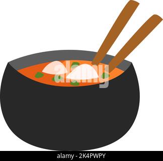 Asian Food Miso suppe, Illustration, Vektor auf weißem Hintergrund. Stock Vektor
