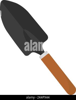 Handschaufel mit Holzgriff, Illustration, Vektor auf weißem Hintergrund. Stock Vektor