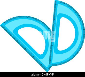 Blaues Gradlineal, Illustration, Vektor auf weißem Hintergrund. Stock Vektor