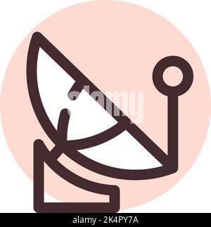 Broadcast Transmission Satellite, Illustration, Vektor auf weißem Hintergrund. Stock Vektor