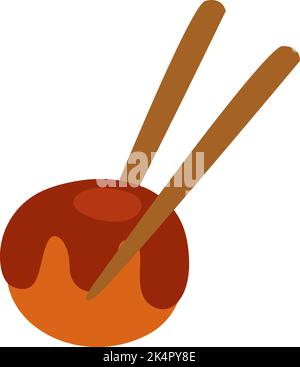 Asiatische Lebensmittel Takoyaki, Illustration, Vektor auf weißem Hintergrund. Stock Vektor