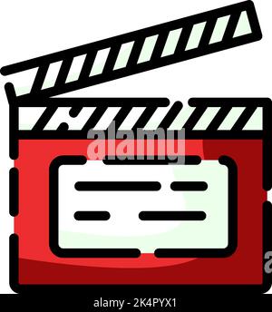 Kinoklappe, Illustration, Vektor auf weißem Hintergrund. Stock Vektor