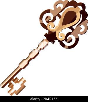Goldener Schlüssel, Illustration, Vektor auf weißem Hintergrund. Stock Vektor