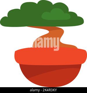 Bonsai-Baum im Topf, Illustration, Vektor auf weißem Hintergrund. Stock Vektor