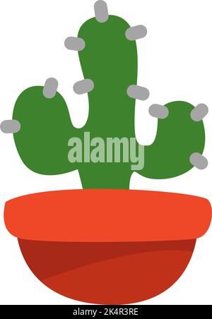 Klassischer Kaktus im Topf, Illustration, Vektor auf weißem Hintergrund. Stock Vektor