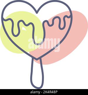Herzförmiges Eis auf Stock, Illustration, Vektor auf weißem Hintergrund. Stock Vektor