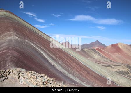 Berg Vinicauca - 'Montaña Siete Colores' in der Nähe von Cusco, Peru Stockfoto