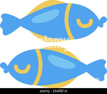 Blaue Ozeanfische, Illustration, Vektor auf weißem Hintergrund. Stock Vektor