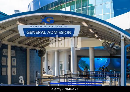 Eintritt zum Georgia Aquarium, dem größten Aquarium der Vereinigten Staaten, in der Innenstadt von Atlanta, Georgia. (USA) Stockfoto