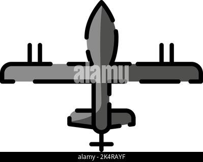 Militärische Drohne, Illustration, Vektor auf weißem Hintergrund. Stock Vektor